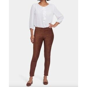 NYDJ Faux Suede Basic Legging Pant 14P Petite Coffee Bean Brown NWT B52